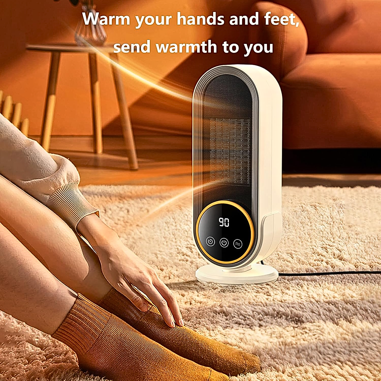 E68S 1200W Portable Electric Space Heater, Fast Heating With Remote Control, 3 Modes, Overheating Protection for Office Home