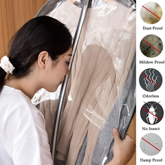 Hanging Garment Bag for Clothes, Dustproof Transparent Cover for Wardrobe