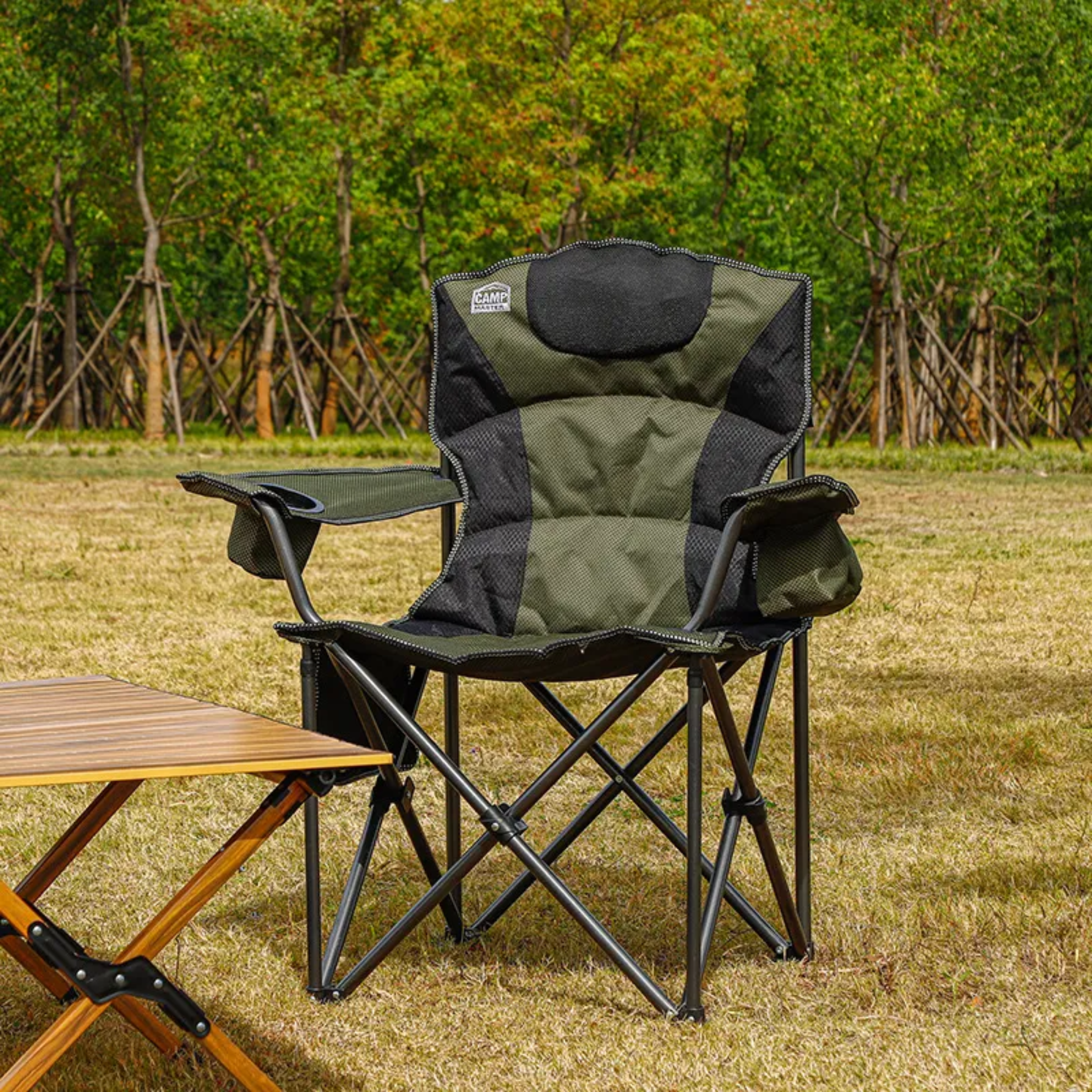 Foldable Camping Chair with Storage Pockets & Cup Holders (92x100CM)