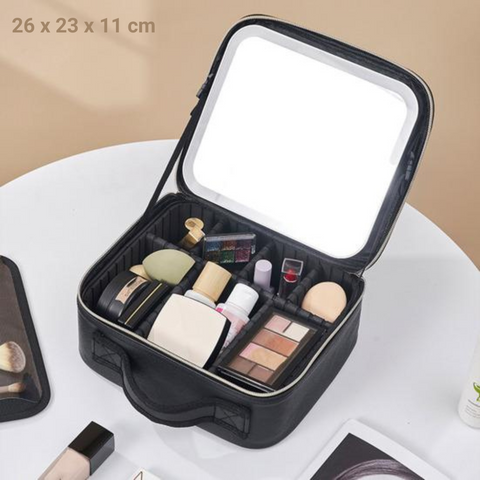 Travel Makeup Cosmetics Organizer Bag with LED Mirror