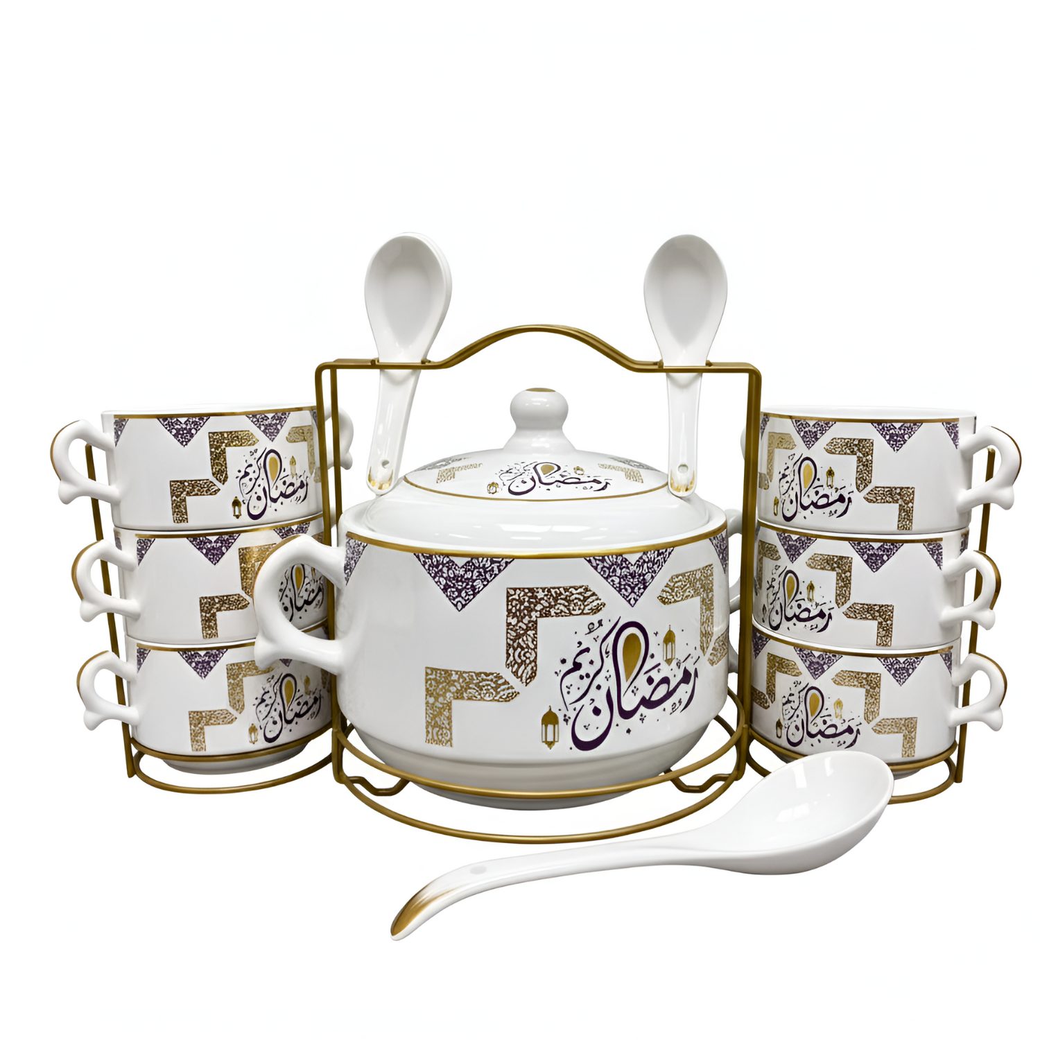 15 Pcs Ramadan Special Soup Set with Stand Ramadan Kareem