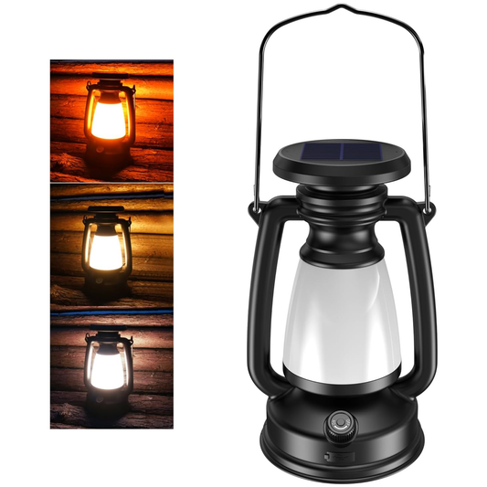 Solar and USB C Charging Retro Camping Lantern Lamp with 3 Lighting Modes LY16B