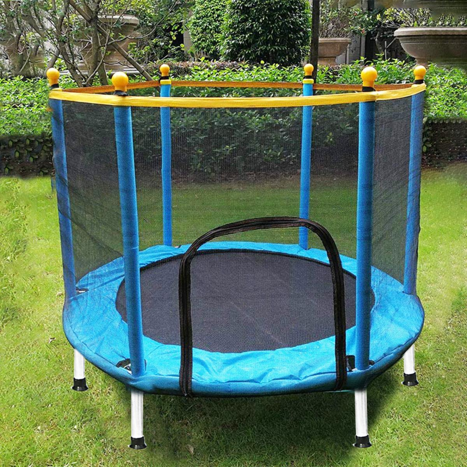 Kids Jumping Trampoline with Safety Enclosure Net for Indoor Outdoor Play
