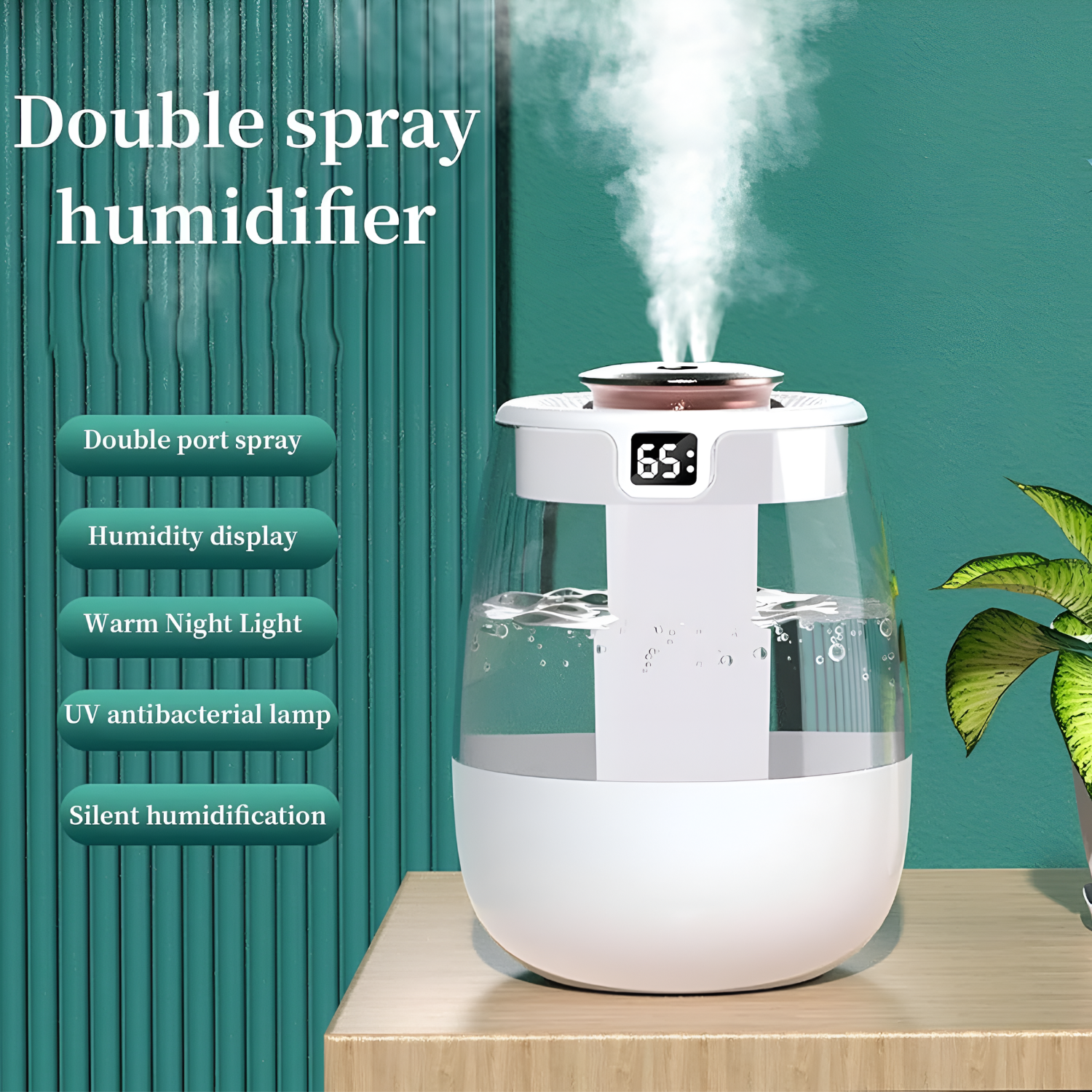 Double Spray Desktop Air Humidifier Diffuser with Night Light