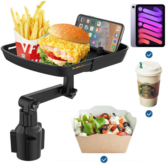 360° Adjustable Car Cup Holder Food Dining Tray with Phone Holder