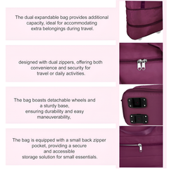 Foldable Expandable Travel Duffel Bag with Wheels Large Capacity