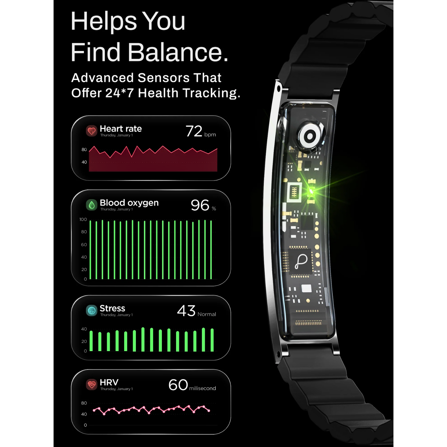 Smart Bracelet with iOS and Android App - WHOOP Alternative for Gifting