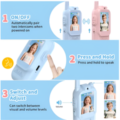 Children's Interactive Video Walkie Talkie, Rechargeable Kids Interactive Set with Camera and Voice Chat