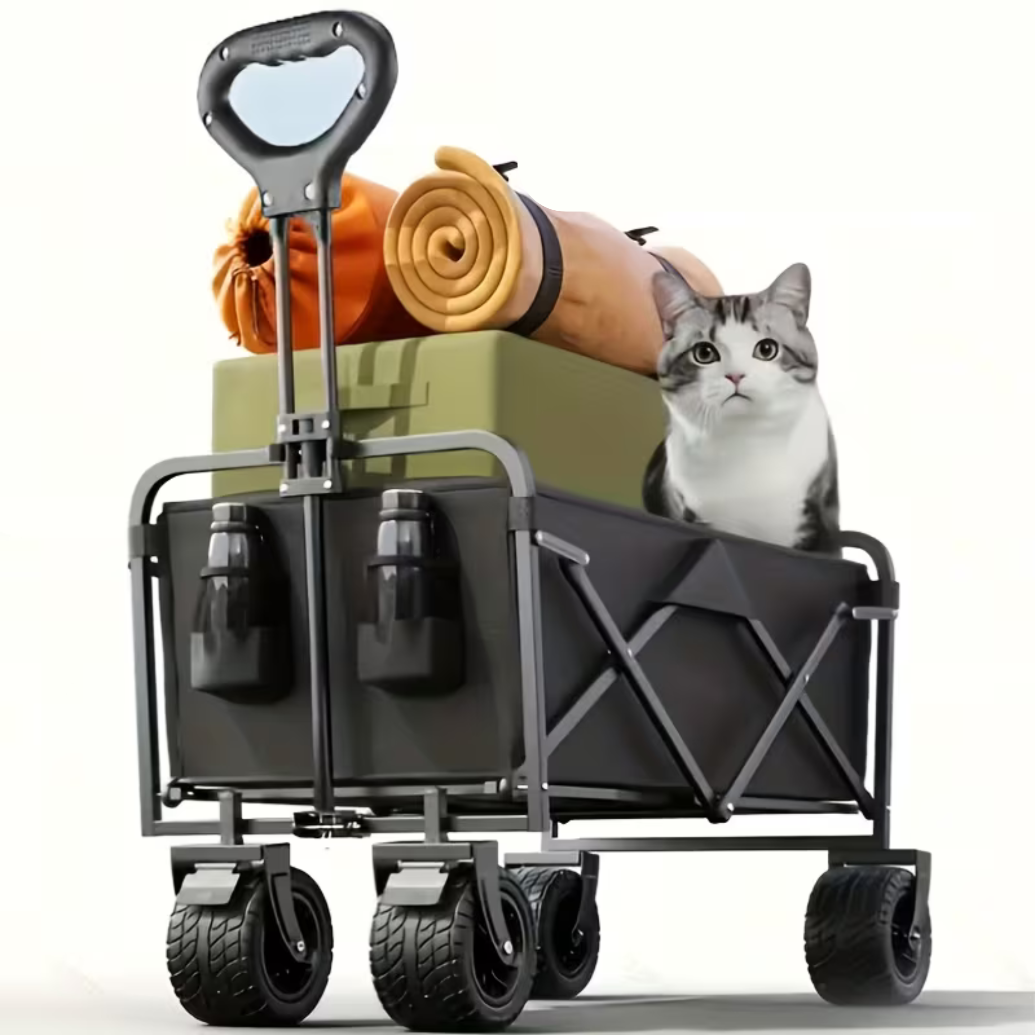 150Kg Capacity Heavy Duty Folding Collapsible Wagon Trolley Cart for Picnic and Outdoor Camping