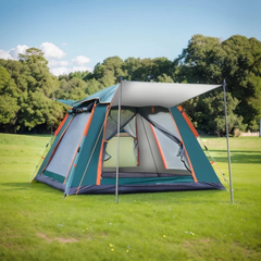 2.1 x 2.1 Meter Automatic Camping Tent with Sun Shade Canopy – Family Size for 3-4 Person