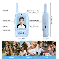 Children's Interactive Video Walkie Talkie, Rechargeable Kids Interactive Set with Camera and Voice Chat