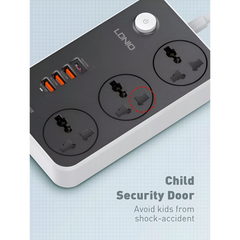 LDNIO SC3412 2500W 20W USB C PD, 3 Port QC3.0 Fast Charging Power Socket Power Strip
