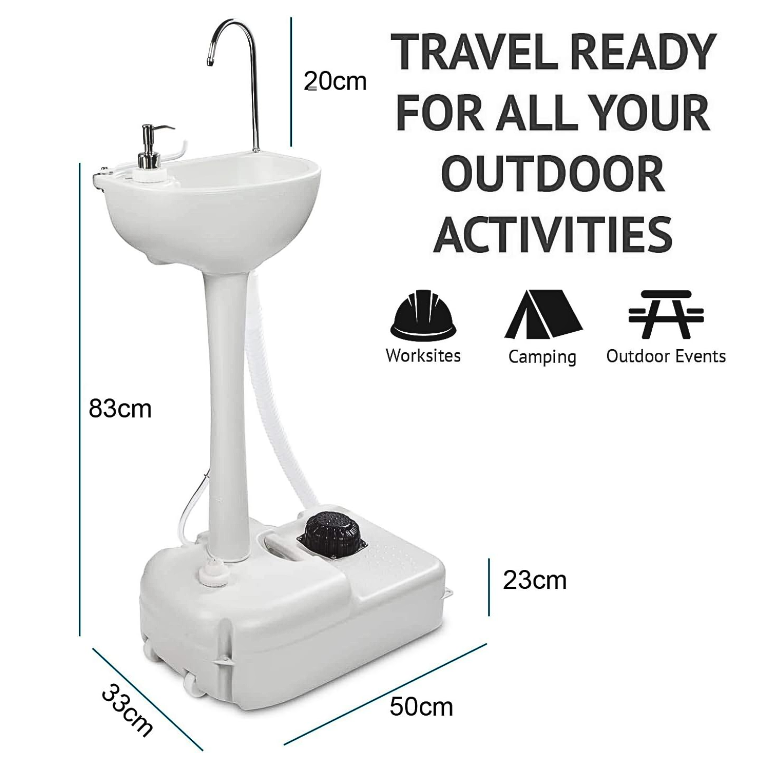 Portable Outdoor Camping Handwash Gooseneck Wash Basin with Foot Press Pump, Soap Dispenser, Faucet & Towel Holder
