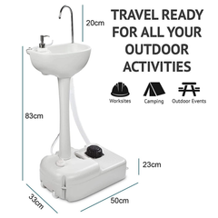 Portable Outdoor Camping Handwash Gooseneck Wash Basin with Foot Press Pump, Soap Dispenser, Faucet & Towel Holder