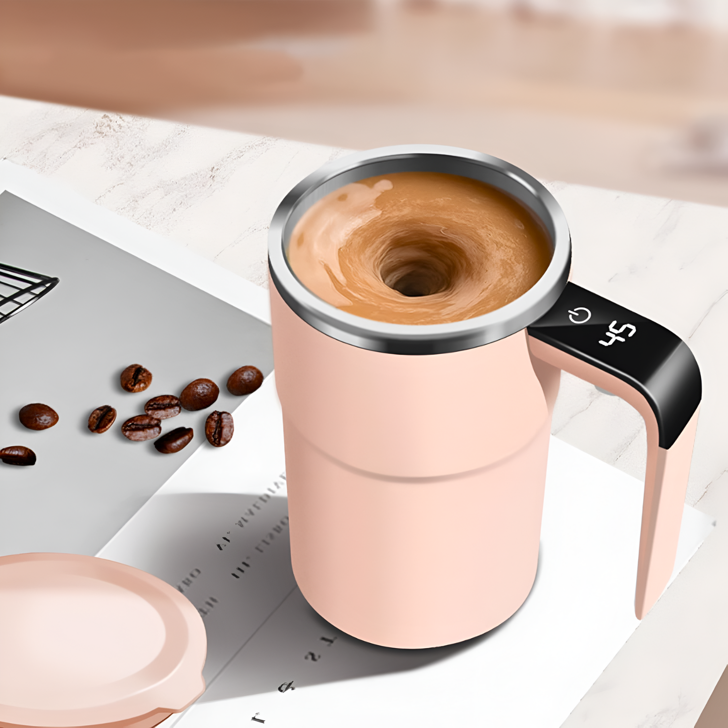 Automatic Magnetic Self-Stirring Mug With Lid Digital Display Rechargeable Mixing Cup