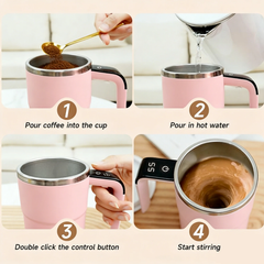 Automatic Magnetic Self-Stirring Mug With Lid Digital Display Rechargeable Mixing Cup