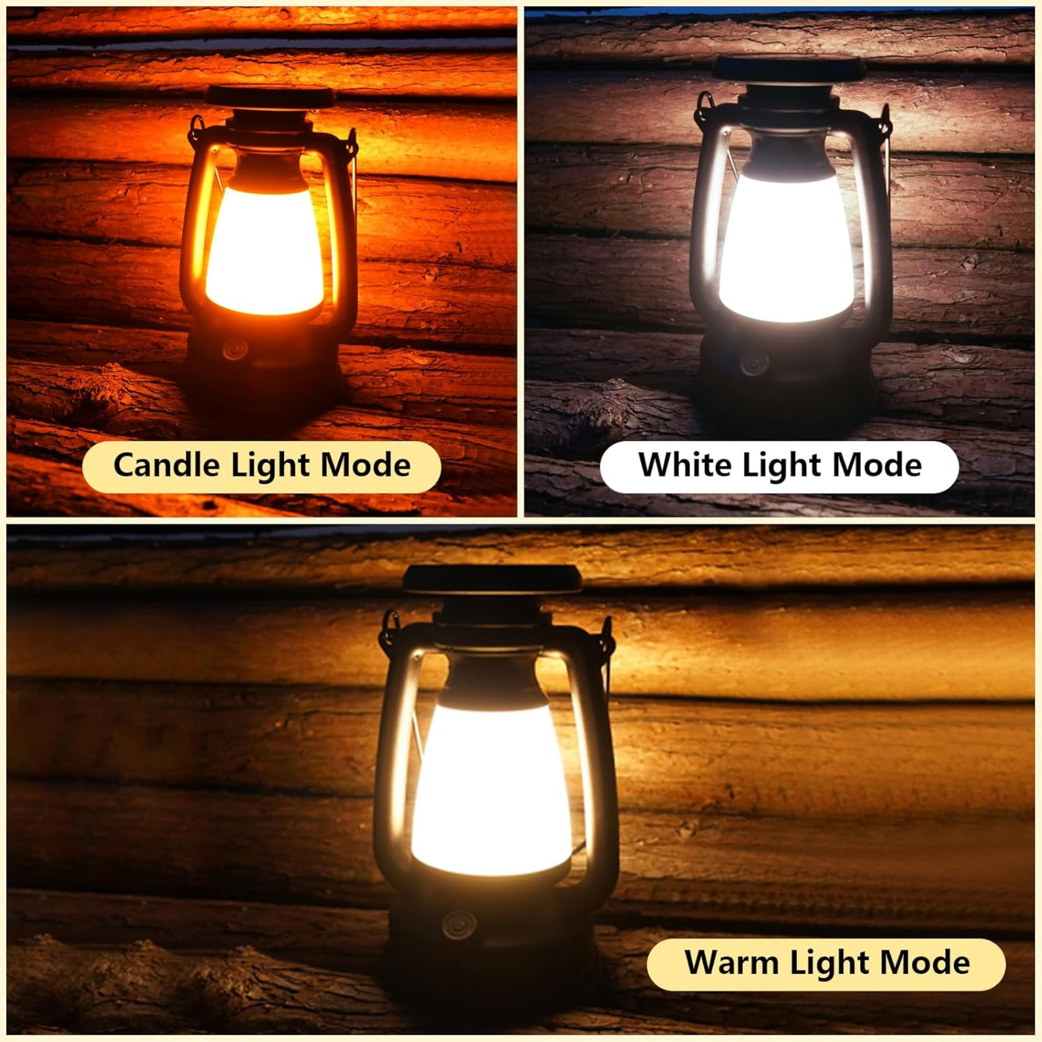 Solar and USB C Charging Retro Camping Lantern Lamp with 3 Lighting Modes LY16B