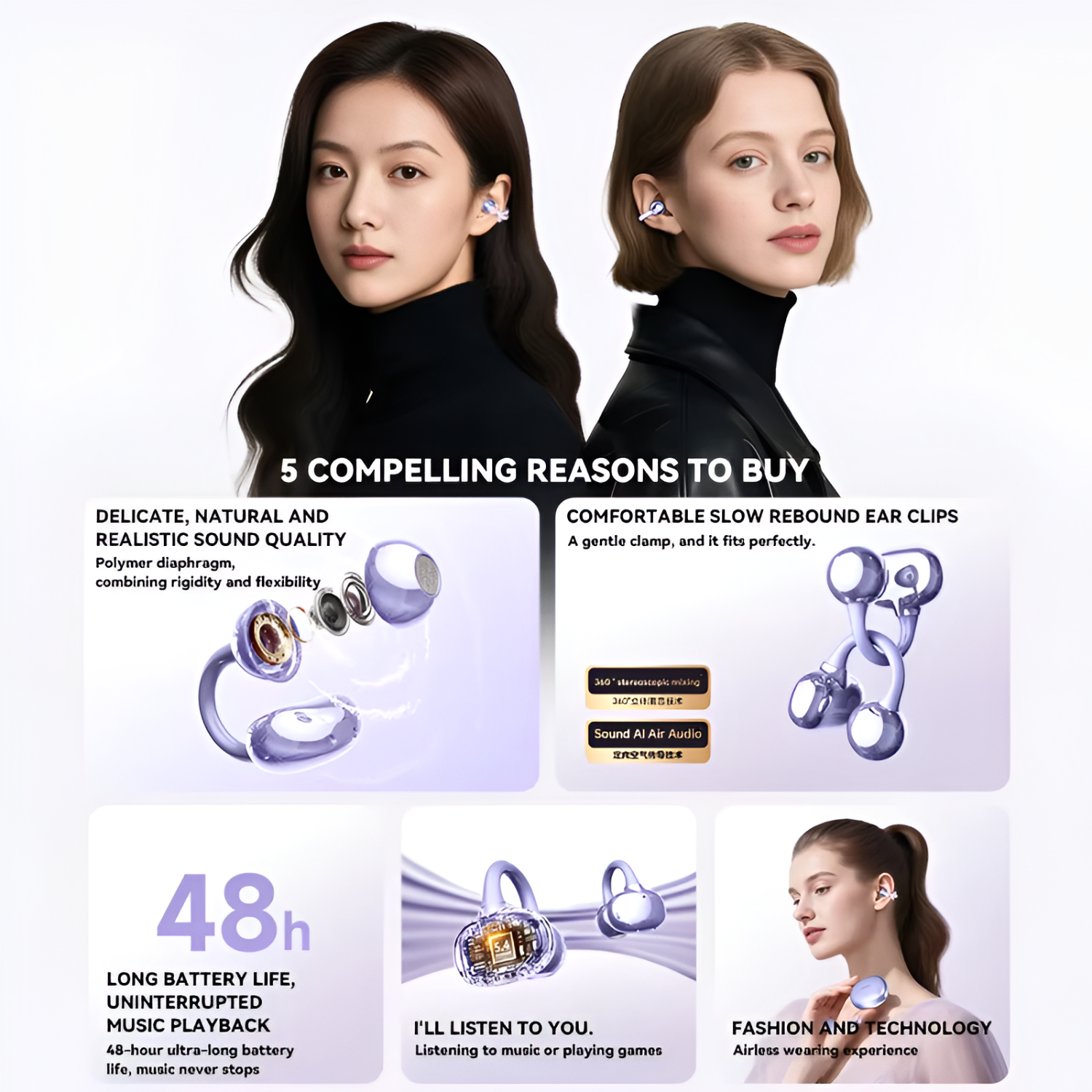 Smartbarry H66 Clip-On TWS Wireless Earphones