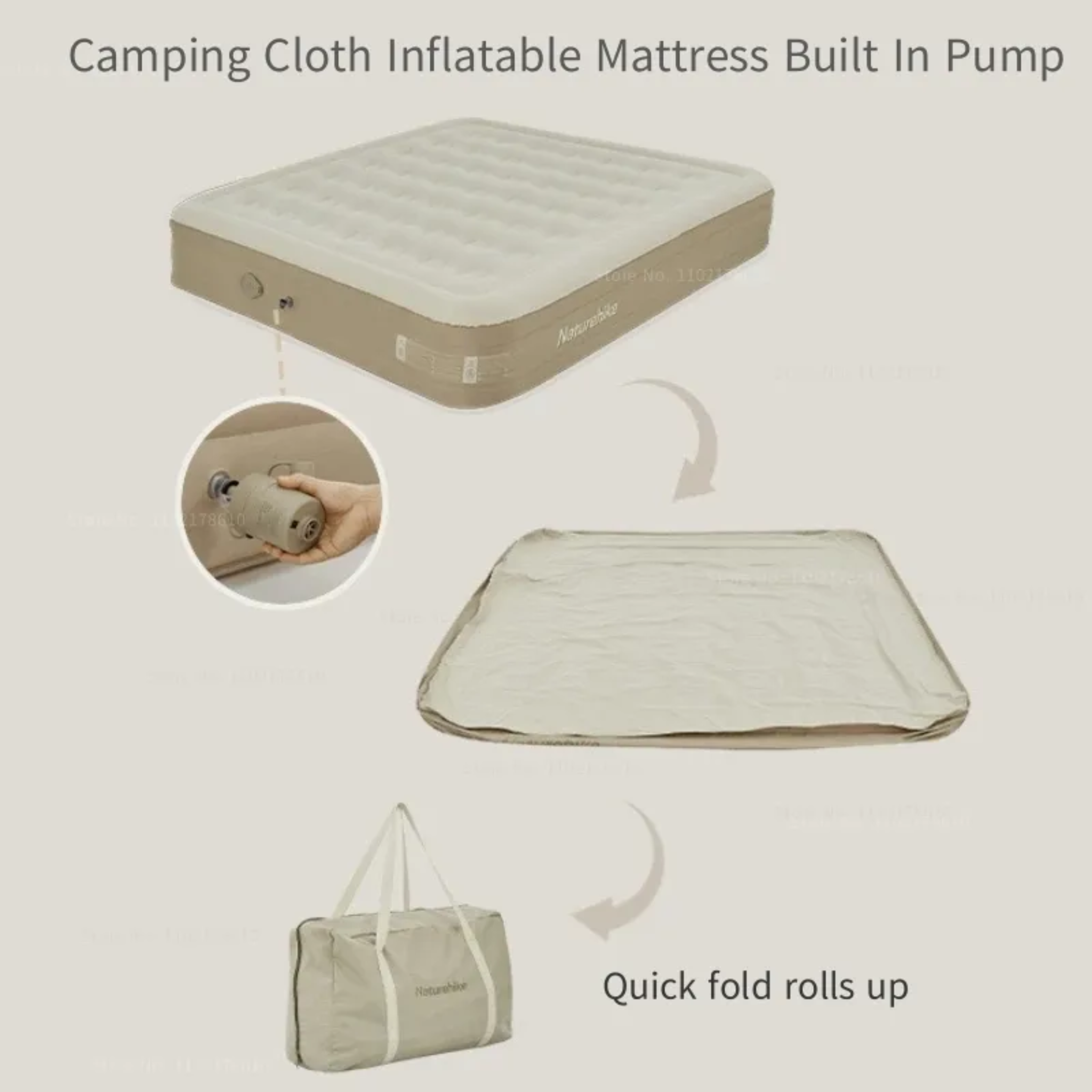 Portable Inflatable Blow Up Air Mattress Bed with Built-in Automatic Pump for Outdoor Camping