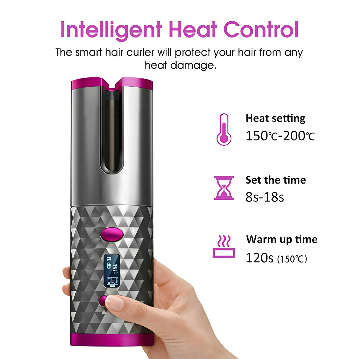 Cordless Automatic Hair Curler with Smart Display