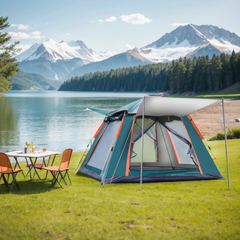 2.1 x 2.1 Meter Automatic Camping Tent with Sun Shade Canopy – Family Size for 3-4 Person