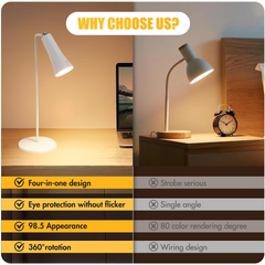 Multi-purpose 5 IN 1 LED Desk Lamp with Adjustable Brightness