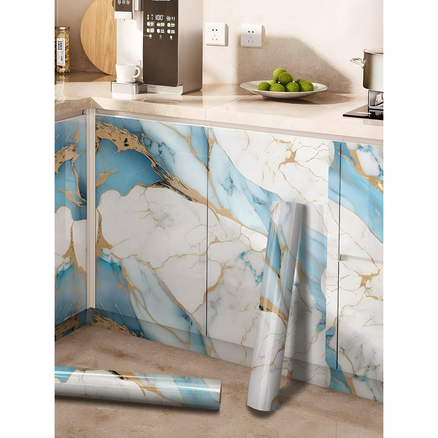 Self Adhesive Waterproof PVC Wallpaper Sticker for Kitchen, Cupboard, Storage Shelves and Table
