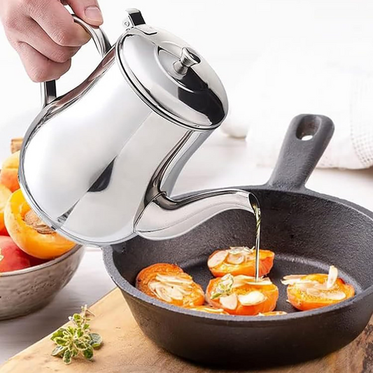 Stainless Steel Tea Pot with Filter, Oil Strainer Storage Container for Home Kitchen