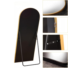 Full Length Life Size Floor Free-standing Arched Metal Frame Mirror