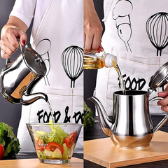Stainless Steel Tea Pot with Filter, Oil Strainer Storage Container for Home Kitchen