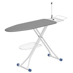 Folding Ironing Board with Iron Rest, Height Adjustment, Wire Holder and Storage Tray