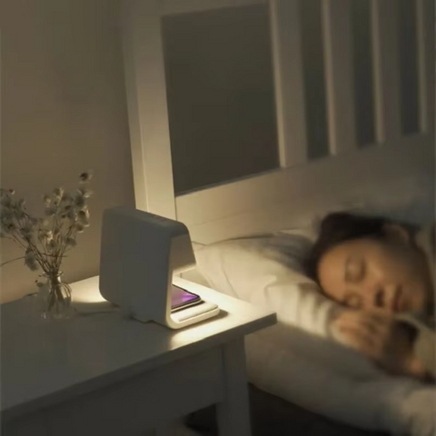 3 IN 1 Elegant Bedside Night Lamp with Wireless Charging, Alarm Clock and LCD Display