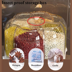 6 Grid Rotating 6.5Kg Rice & Cereal Dispenser Storage Organizer, One-click Rice Output