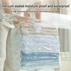 Reusable Self Compression Vacuum Storage Bag for Clothes, No Pump Needed