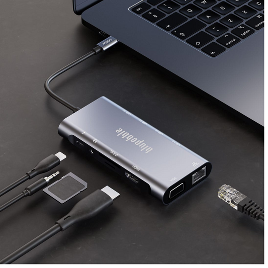 Blupebble C11 Multiport Aluminum 11 IN 1 Multimedia Hub