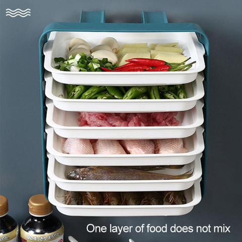 6 Layer Wall Mounted Stackable Side Dishes Organizer Shelf for Fruits & Vegetable Cut Piece