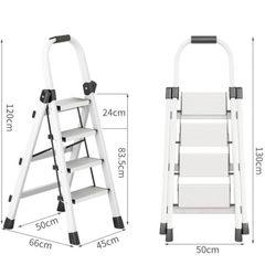 Portable Folding Household Step Ladder with Wide Anti-slip Pedal and Handle Bar