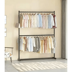 Double Decker Garments Display Rack, High Load Capacity Clothes Hanger