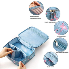 Women's Travel Cosmetics and Makeup Organizer Zipper Bag with Partitions