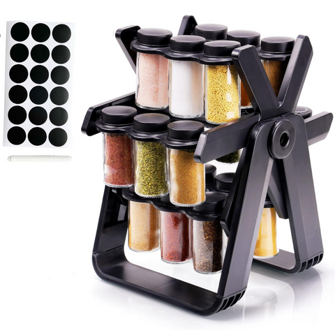 18 Jar Rotating Spice Bottles Organizer Rack