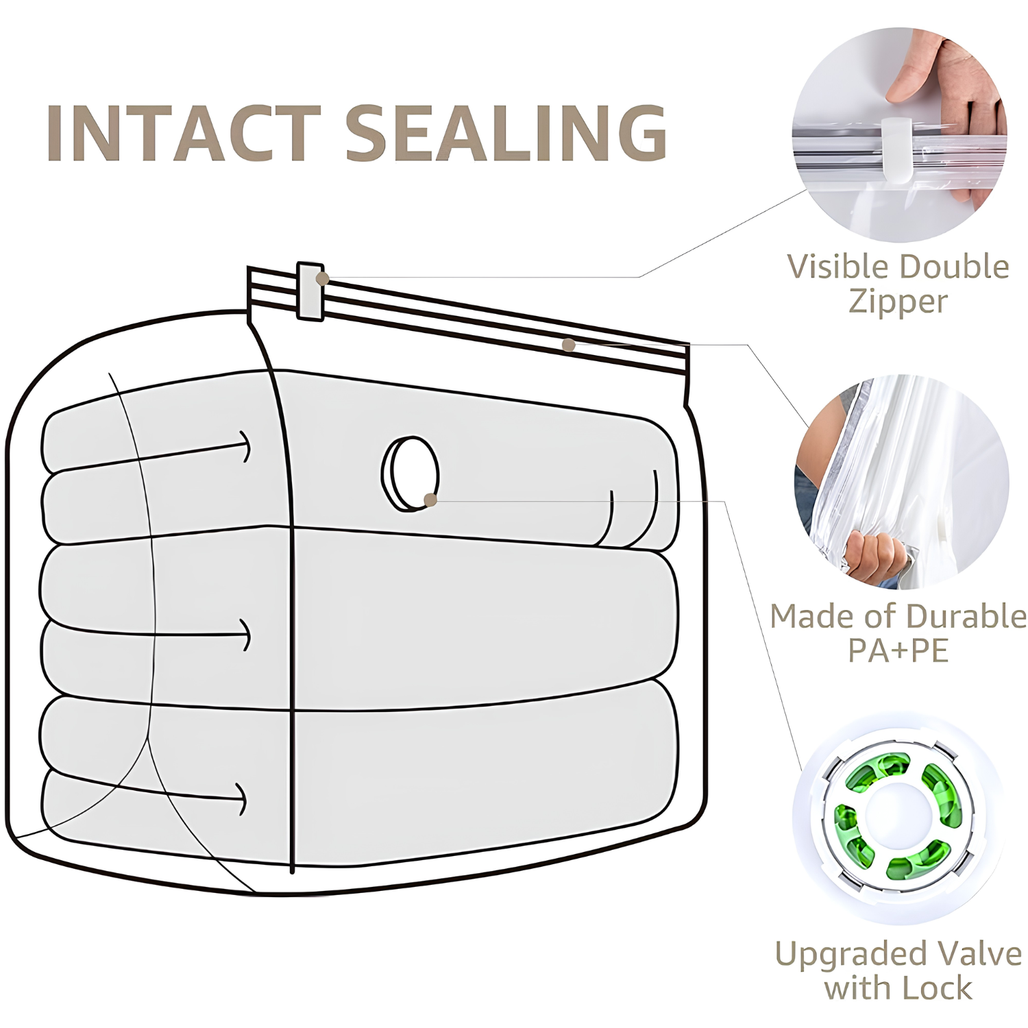 TAILI Vacuum Compression Storage Bag for Clothes and Bedding 50 × 70 × 30 cm