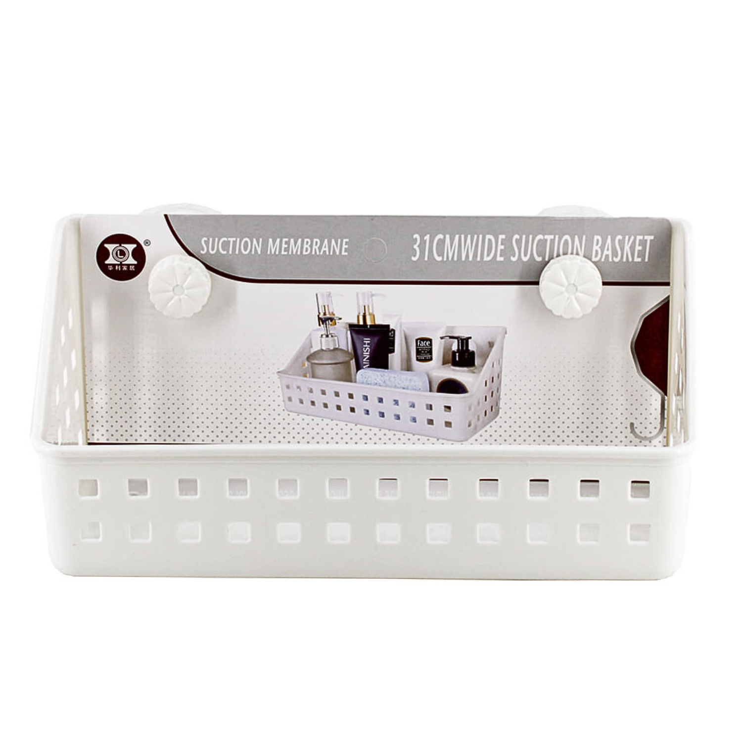 Wall Mounted Suction Cups Plastic Storage Organizer Basket for Bathroom
