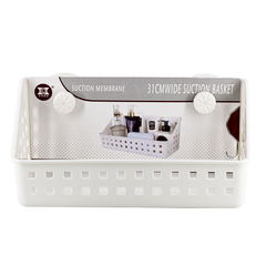 Wall Mounted Suction Cups Plastic Storage Organizer Basket for Bathroom