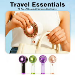 Portable Handheld Personal Pocket Fan 0808, 500mAh USB C Rechargeable