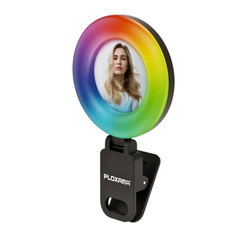 Plokama U20 Pro RGB LED Phone Clip Fill Light Selfie Ring Light with Mirror