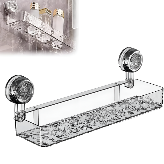 Wall Mounted Suction Cup Storage Holder for Bathroom Shower Supplies White Transparent