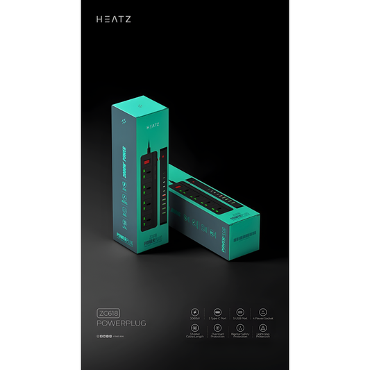 Heatz ZC618 3000W Power Extension with USB Multi Ports and 3 Meter Cord Wire