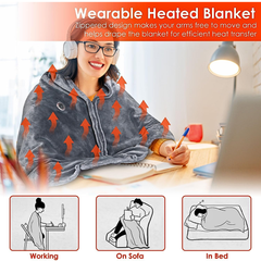 Portable USB Rechargeable Heating Outer Shawl Blanket with 3 Heating Levels