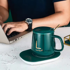 Smart Coffee Cup Warmer, 55° Constant Temperature Warmer with Cafe Mug and Stirrer