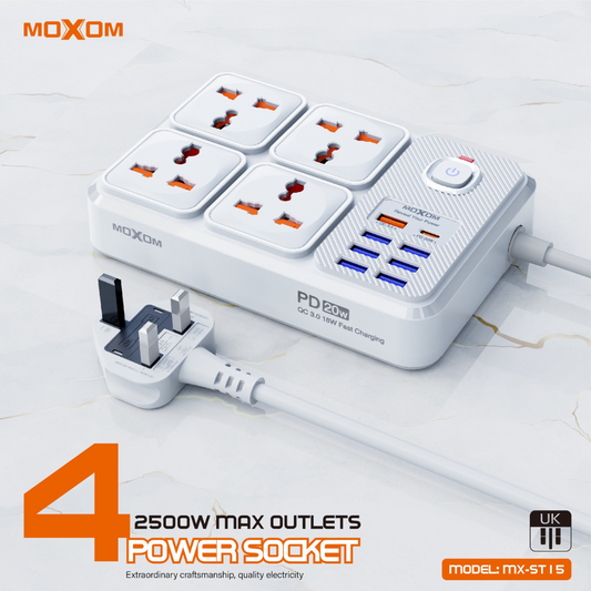 لوحة تمديد - MOXOM MX-ST15 PD20W+QC18W 2500W قطاع USB محول